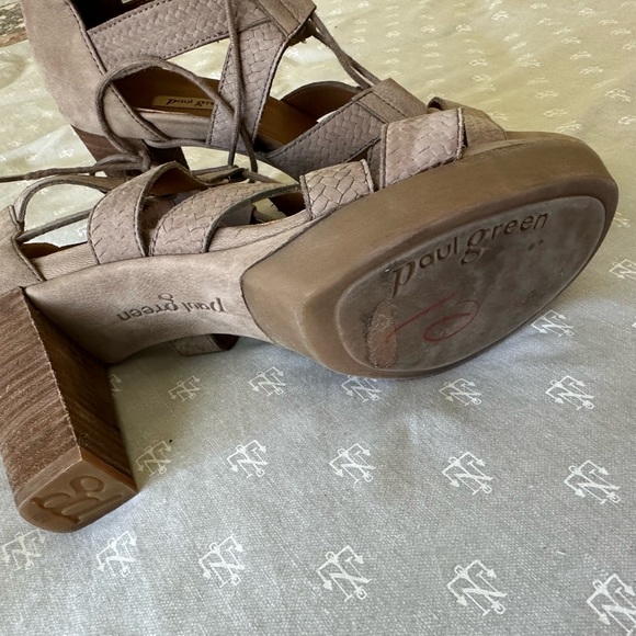 PAUL GREEN HANA BLOCK HEEL LEATHER GLADIATOR SANDALS LACE UP SZ. 6.5 - Picture 5 of 9